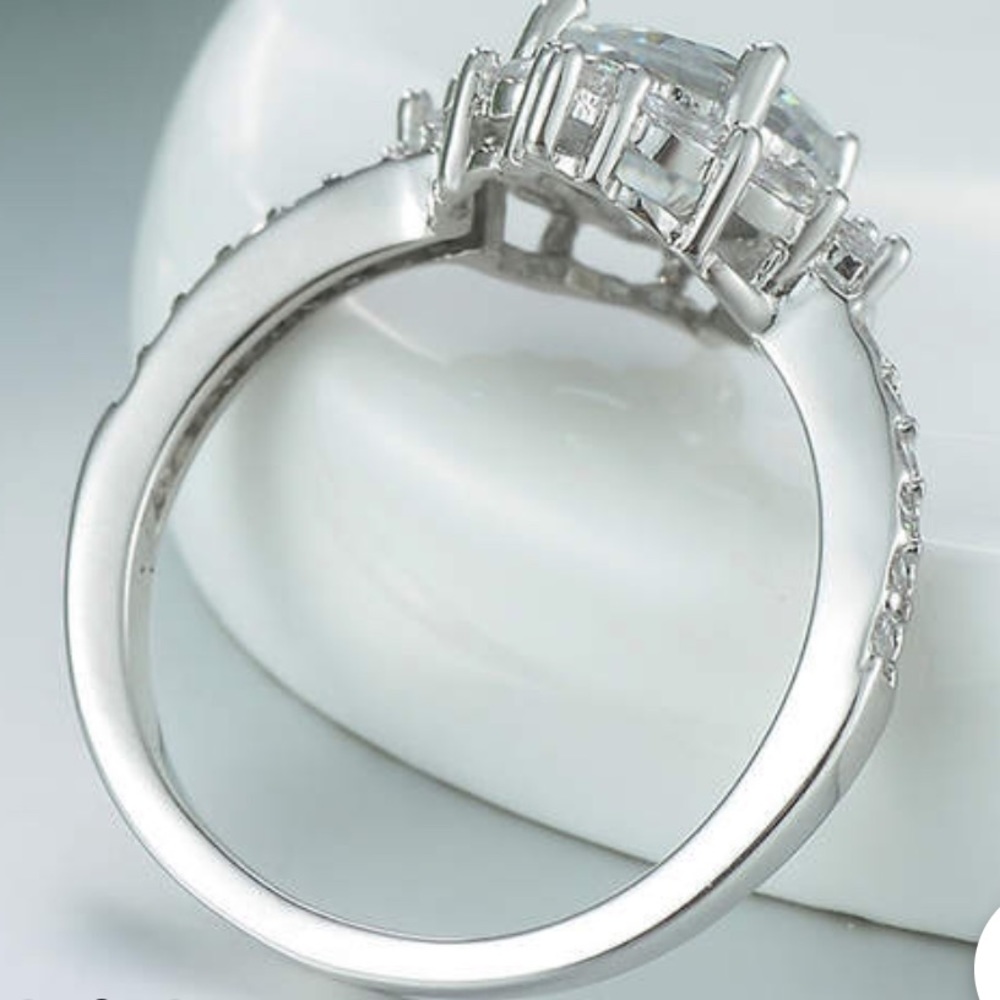 Luxury Flower 3ct AAA CZ Zircon Ring 925 - Picture 7 of 7